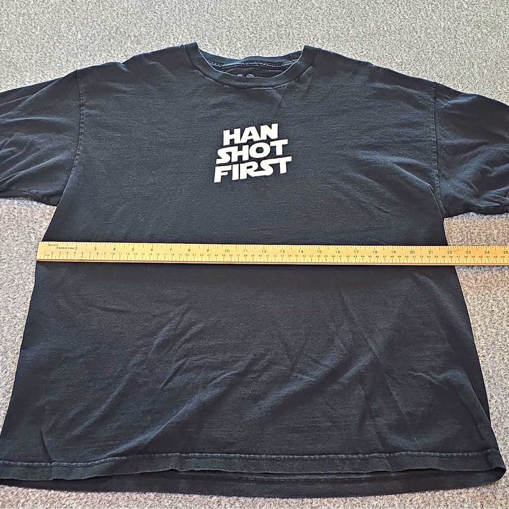 ThinkGeek Star Wars Han Solo Han Shot First Graphic Black T-Shirt XL